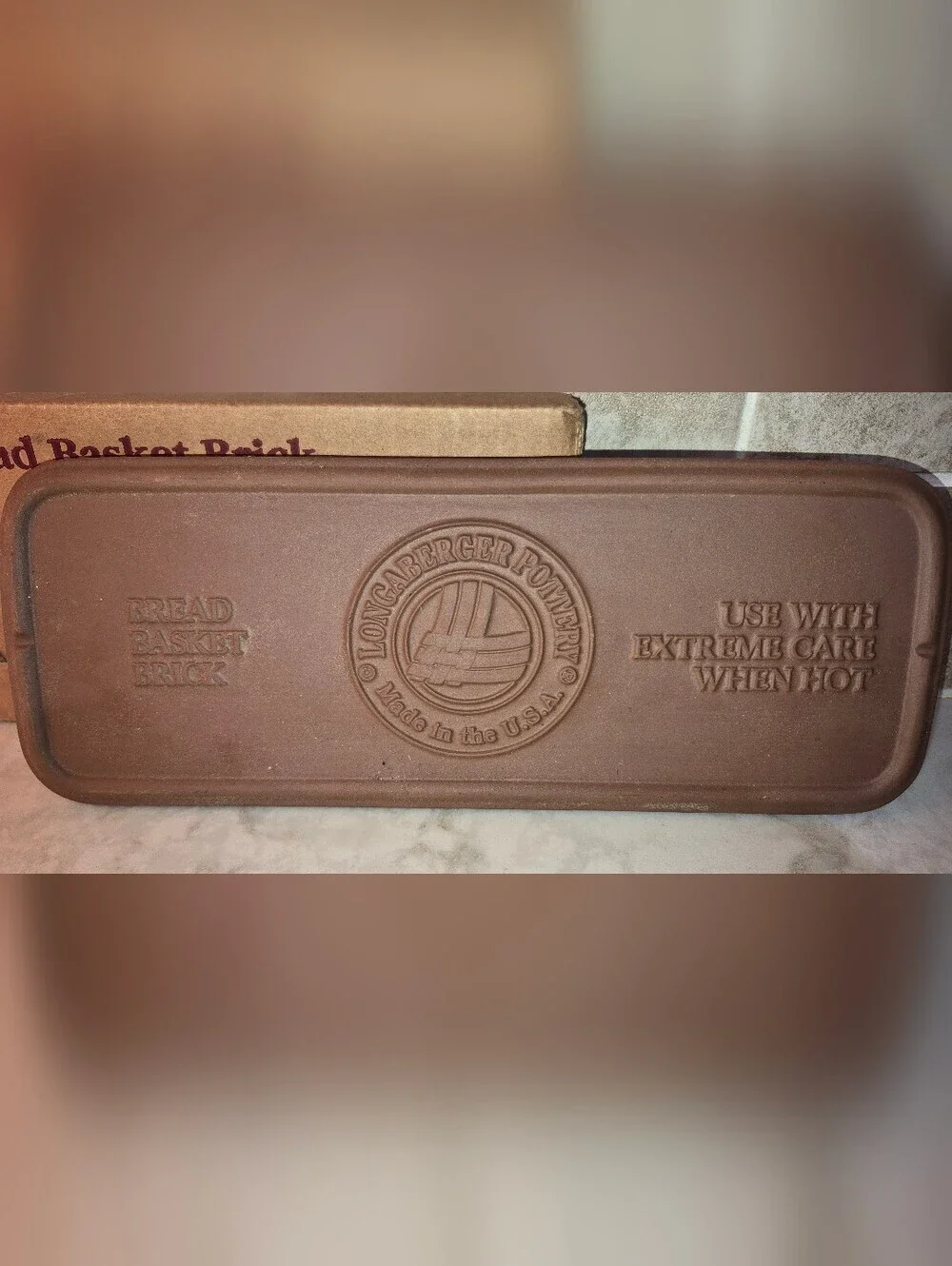 Longaberger Pottery Bread Basket Brick designed to keep bread warm, New In Box